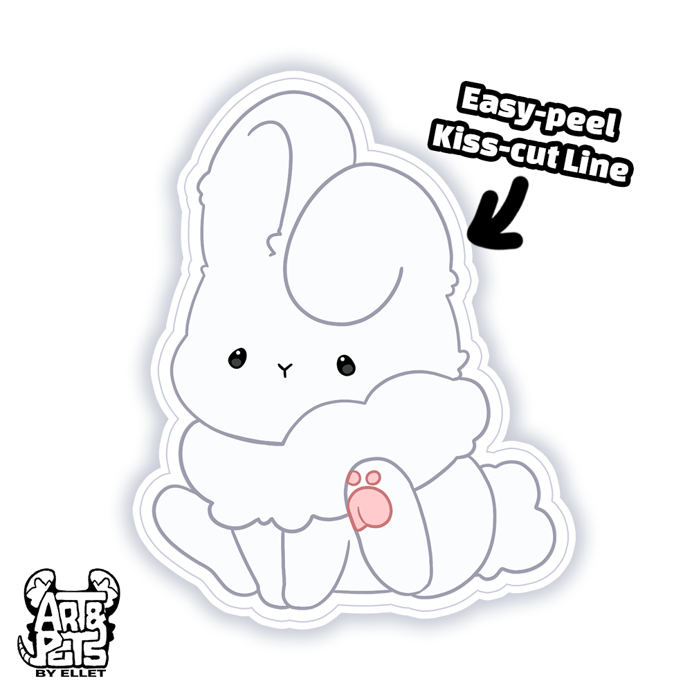 Rabbit (White), Waterproof Die-Cut Sticker