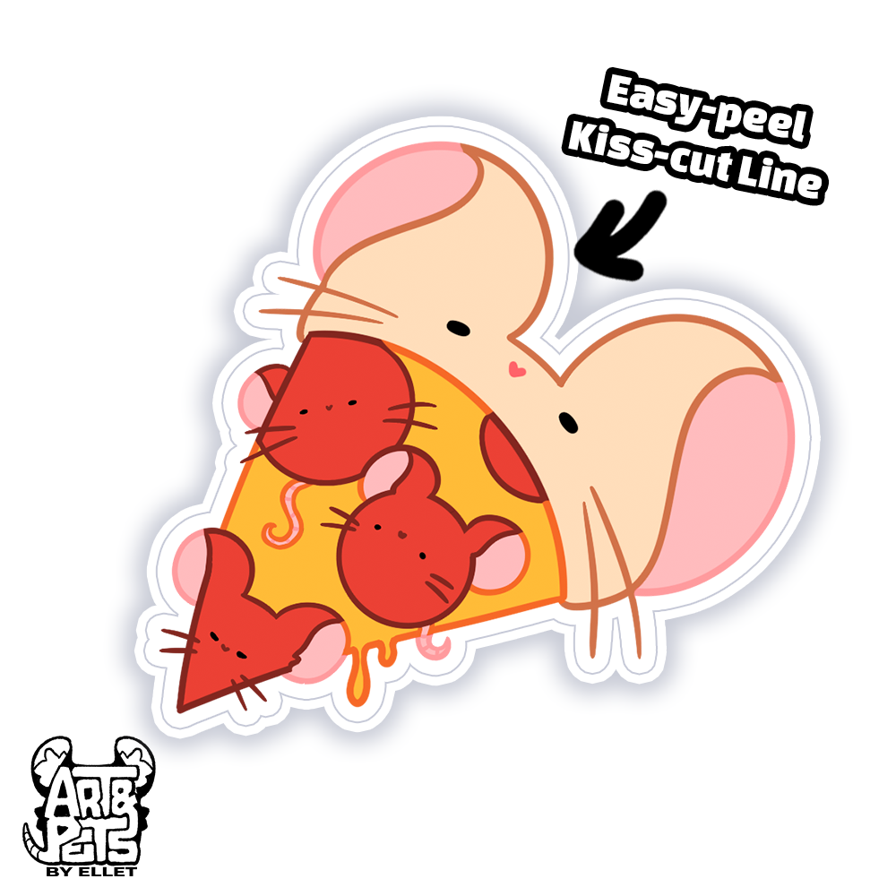 Rat Pizza, Waterproof Die-Cut Sticker
